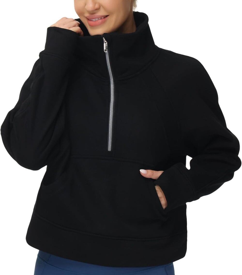 NWT THE GYM PEOPLE Women's Half Zip Pullover Fleece Sweatshirt Sz L